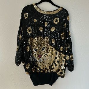 Vintage 80’s Sequin Cheetah Pullover
